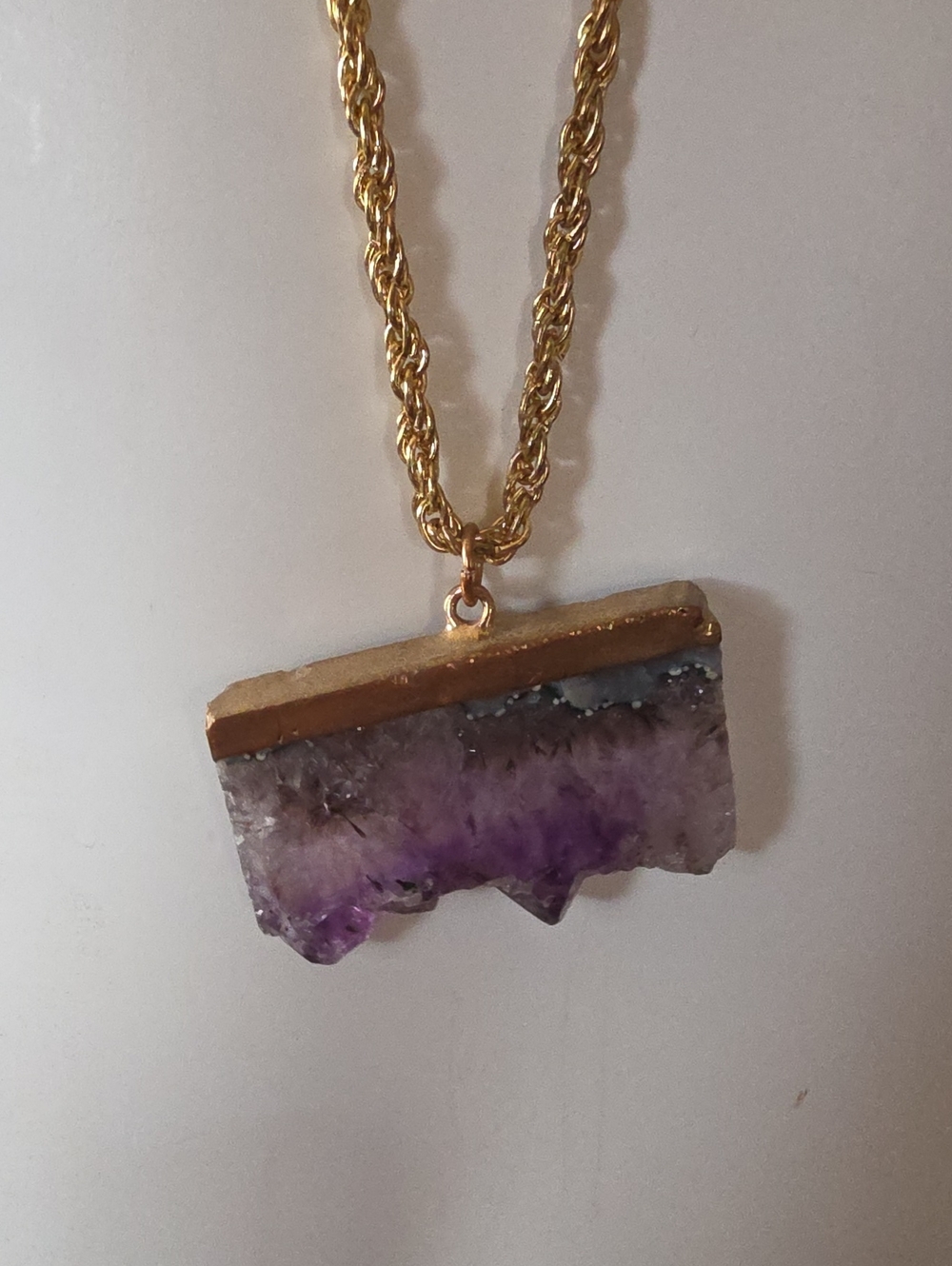 Gold-Tone Amethyst Slice Pendant Necklace